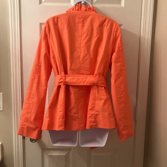 J. Crew Factory Papaya Frenchie Slicker Trench coat spring Jacket size 8 - Picture 3 of 5